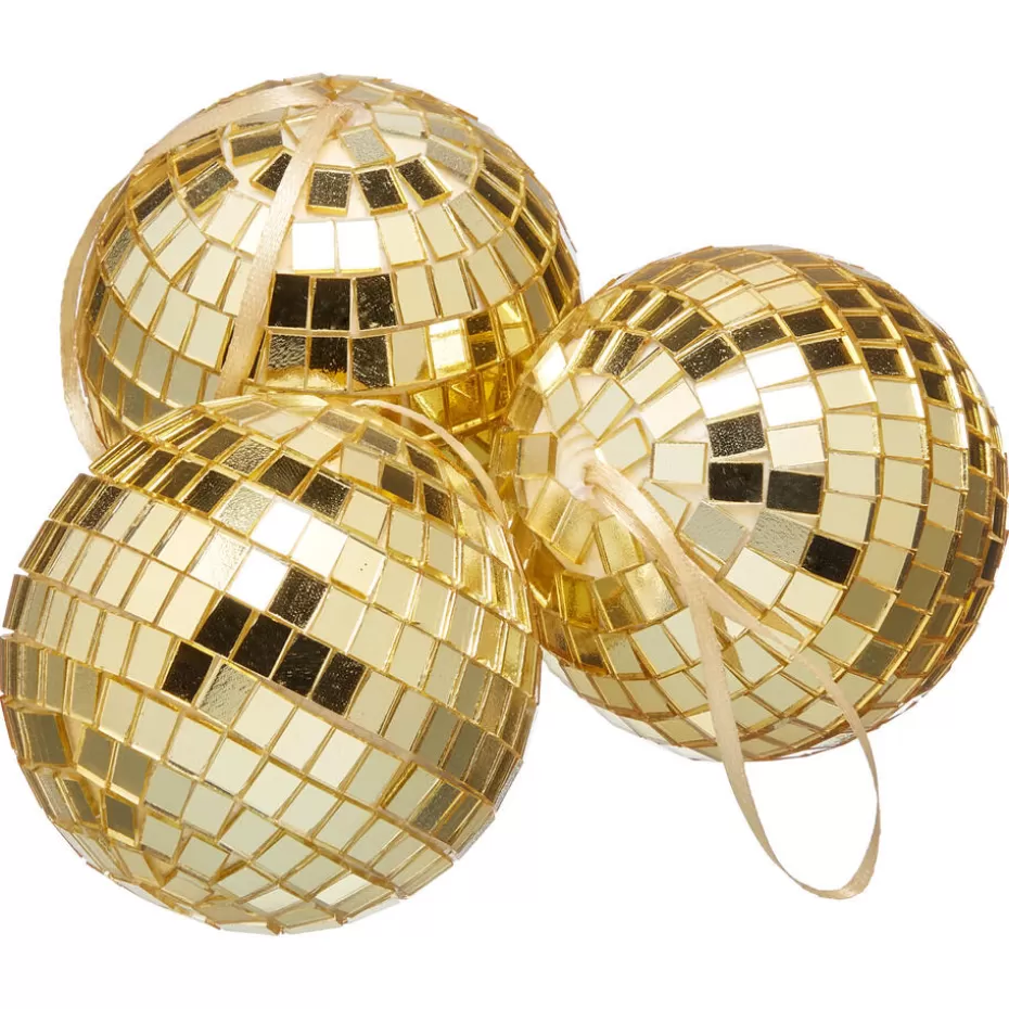 Kwantum Kerstdecoratie | Kerstballen & Kerstornamenten | Hanger Discobal - 3 Stuks Goud