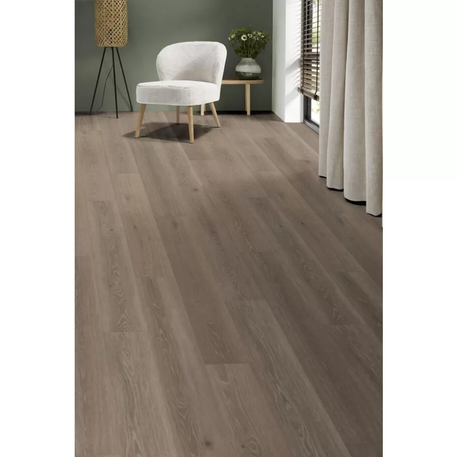 Kwantum Klik Pvc-Vloeren | Klik PVC Laurin Taupe Eiken Je berekent hoeveel meters je nodig hebt door lengte en breedte in te vullen