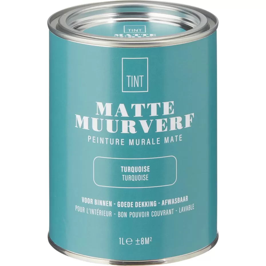 Kwantum Muurverf | Muurverf Mat Turquoise 1 L 1L